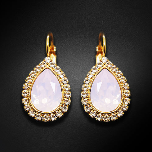 Auskarai "Debesų Lašas (Rožių Vandens Opalas)" su Swarovski™ kristalais